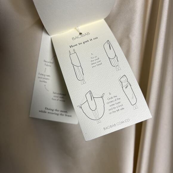 NWT Baobab Womens Marea Midi Dress Cover Up Resort Sand One Shoulder Slip Medium - Picture 11 of 16